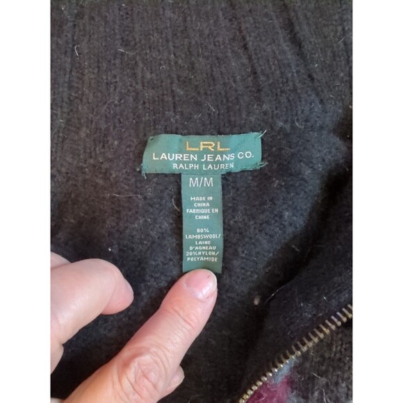Ralph Lauren LRL Jeans Co Southwestern Sweater 80% Lambswool Zip Shawl Sz M - Picture 9 of 13